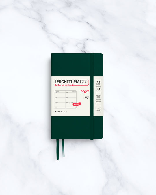 The Medium Weekly Planner 2027 by Leuchtturm1917 is A6 size and softcover.