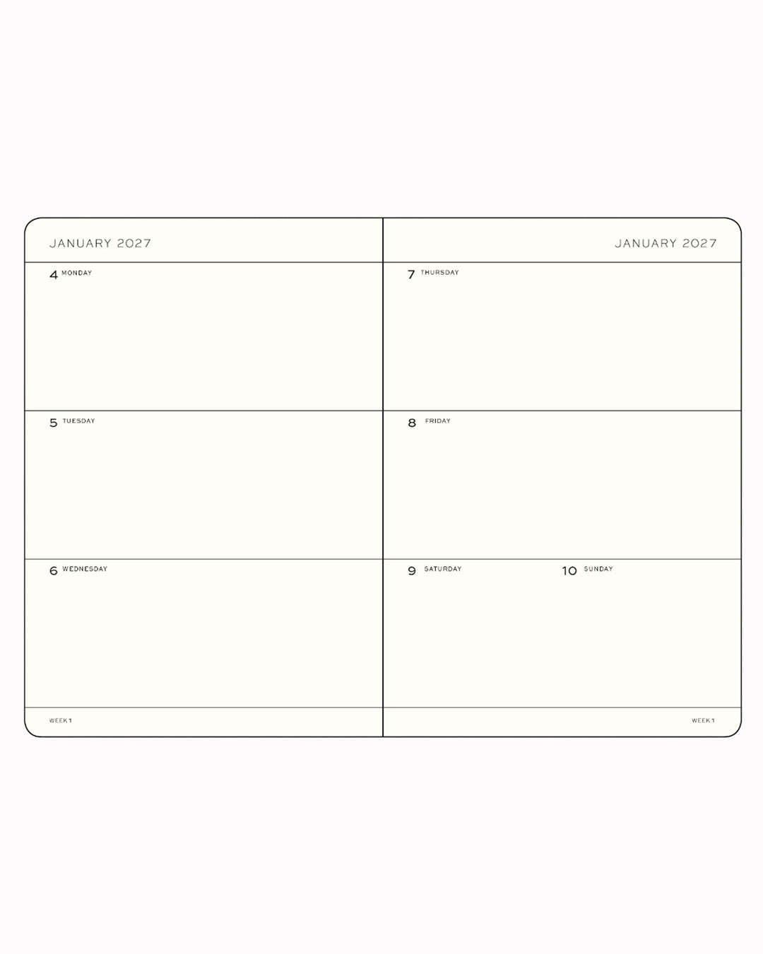 The Medium Weekly Planner 2027 by Leuchtturm1917 is A6 size and softcover.