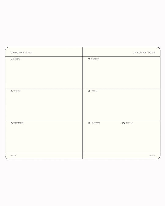 The Medium Weekly Planner 2027 by Leuchtturm1917 is A6 size and softcover.
