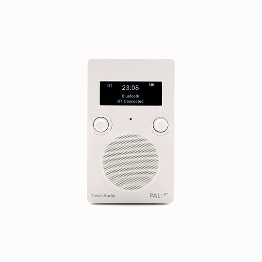 Portable digital radio in a new matte white colourway from Tivoli Audio combining classic design with modern functionality.