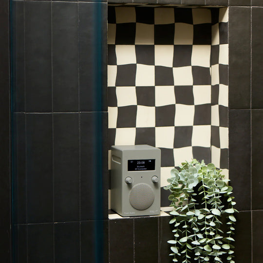 Portable digital radio in a new matte white colourway from Tivoli Audio combining classic design with modern functionality.