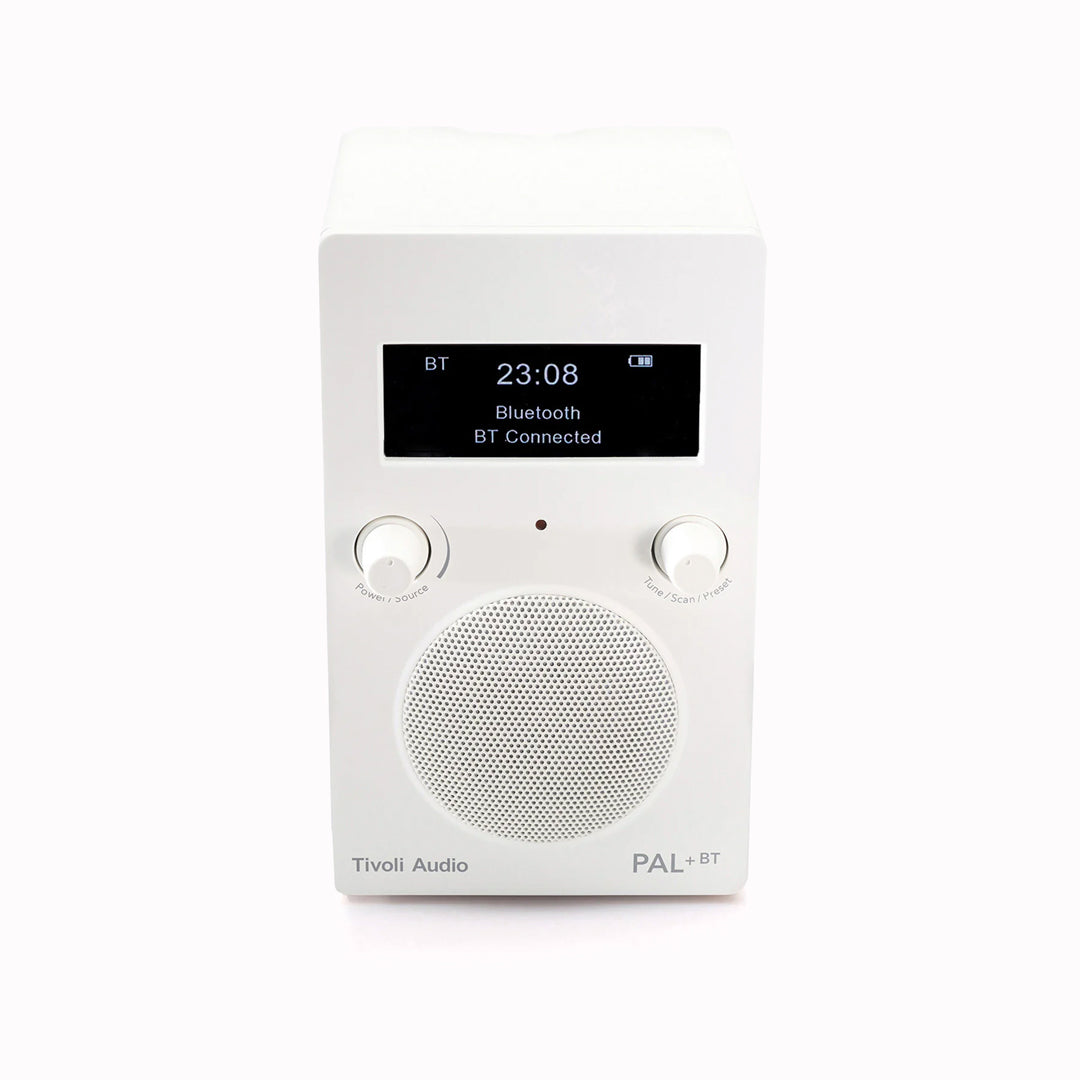 Portable digital radio in a new matte white colourway from Tivoli Audio combining classic design with modern functionality.