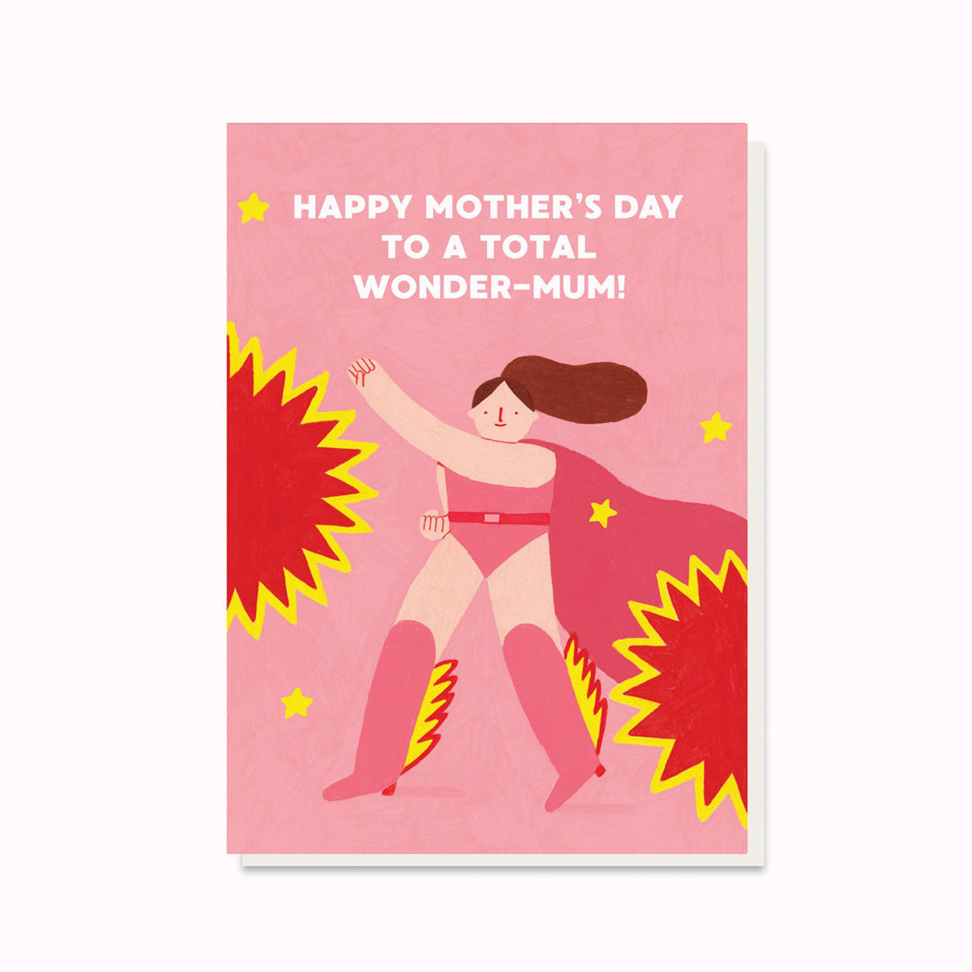 Wonder-Mum Mother's Day Card. Brilliantly bright and ever so cheeky - illustrated by the super talented Eleonora Arosio.