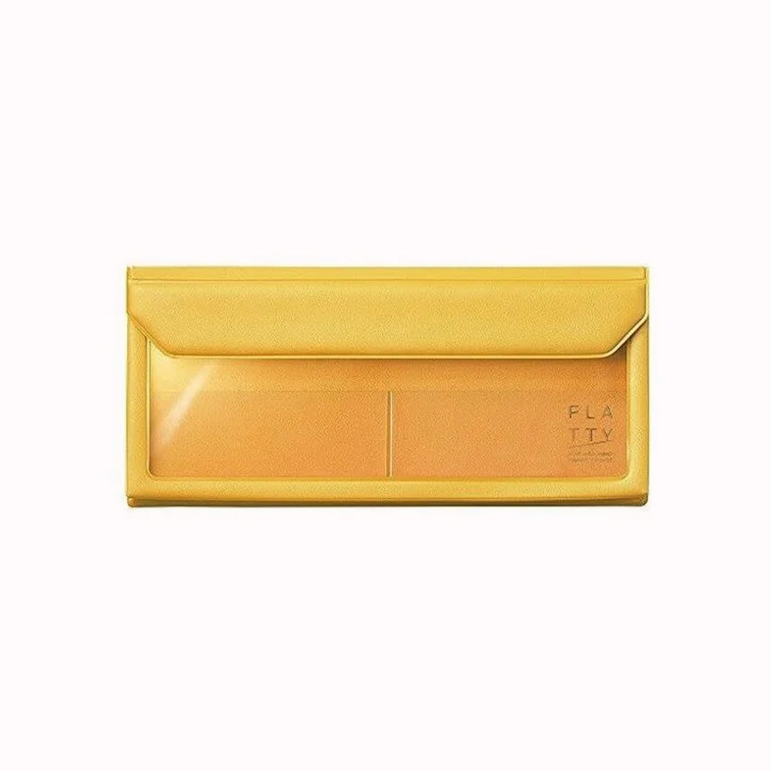 PVC Yellow Pen Case - The Flatty Works series from King Jim neatly organises small items such as pens and pencils.