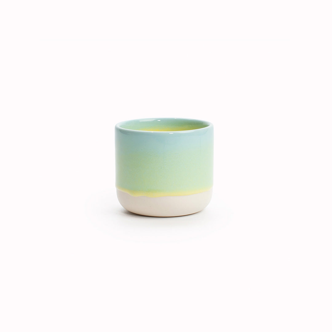 Each cup is slip-cast from porcelain in Studio Arhoj’s Copenhagen workshop. Porcelain gives the piece a lighter feel and a finer edge than heavier clay bodies