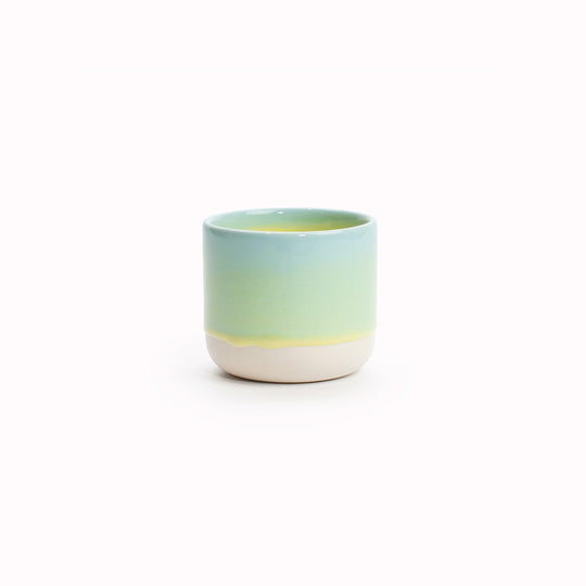 Each cup is slip-cast from porcelain in Studio Arhoj’s Copenhagen workshop. Porcelain gives the piece a lighter feel and a finer edge than heavier clay bodies