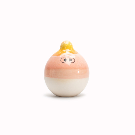 Meet Yoshi! Yoshi is a bubble shaped tiny headed, hand glazed ceramic figurine created as a close relative of the classic Arhoj Ghost.