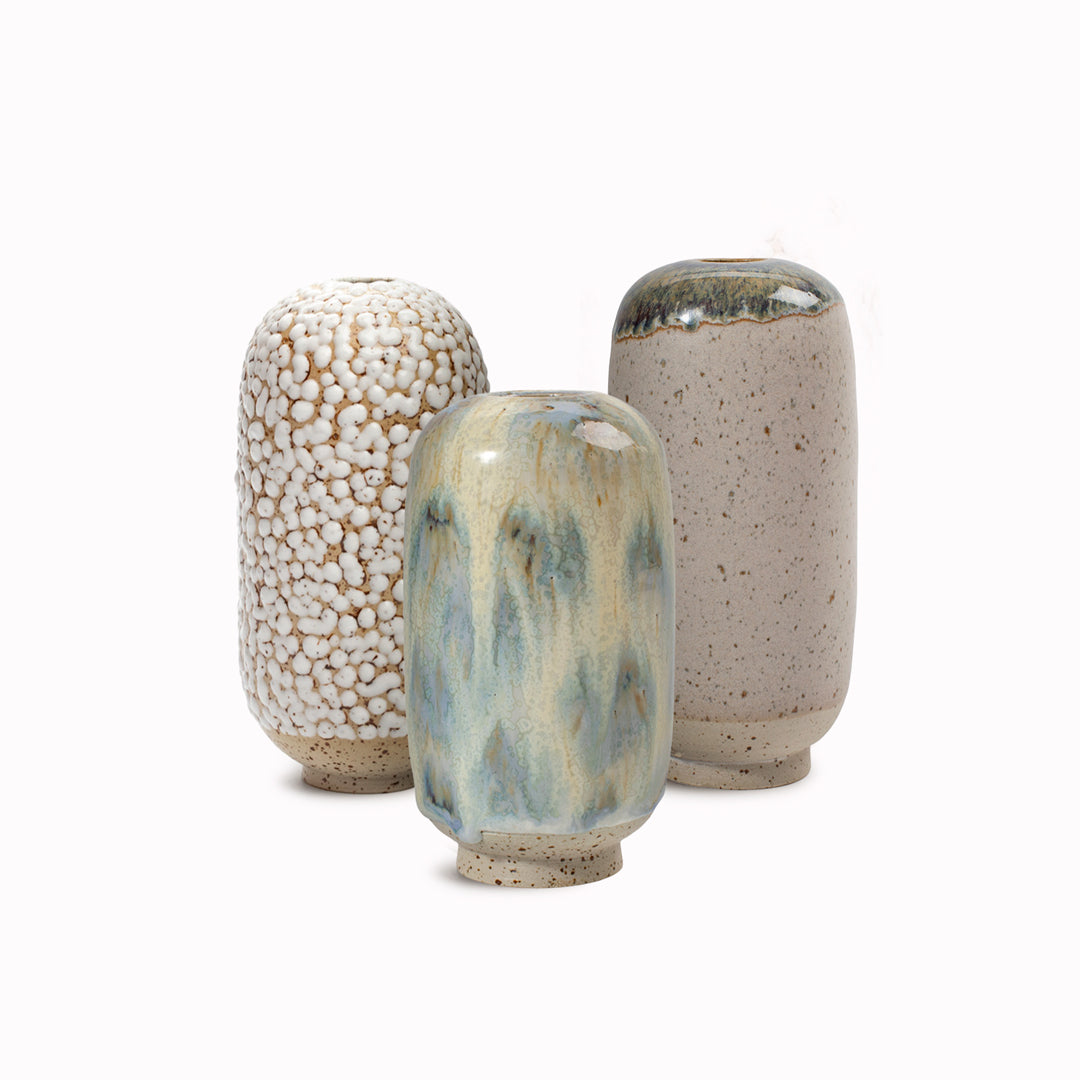 Yuki Mini Hand-thrown Stoneware Vase | Light Neutral Shades