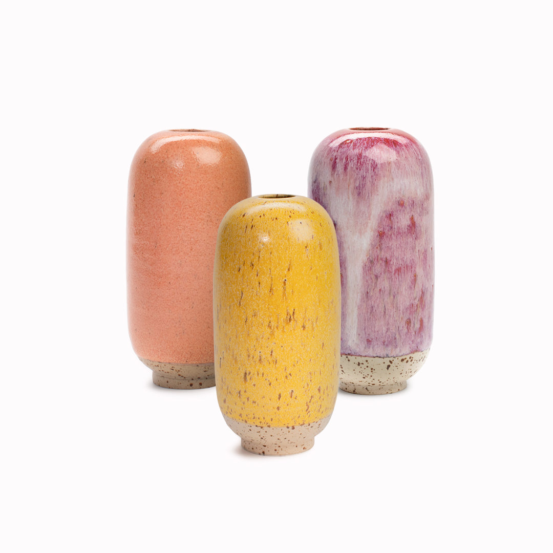 Yuki Mini Hand-thrown Stoneware Vase | Warm Shades