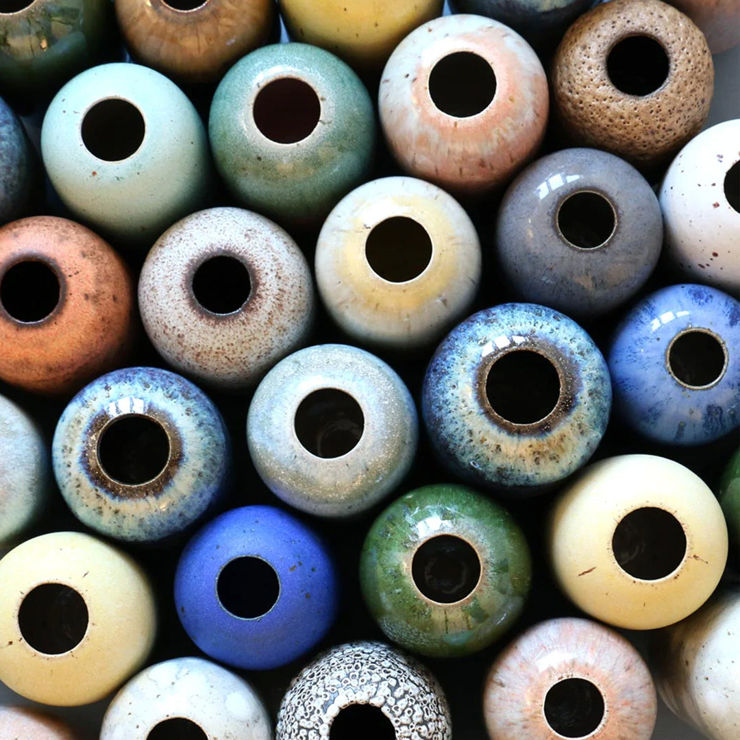 Yuki Hand-thrown Small Vase Collection from above Detail. Japanese inspired ceramics in various colours by Studio Arhoj