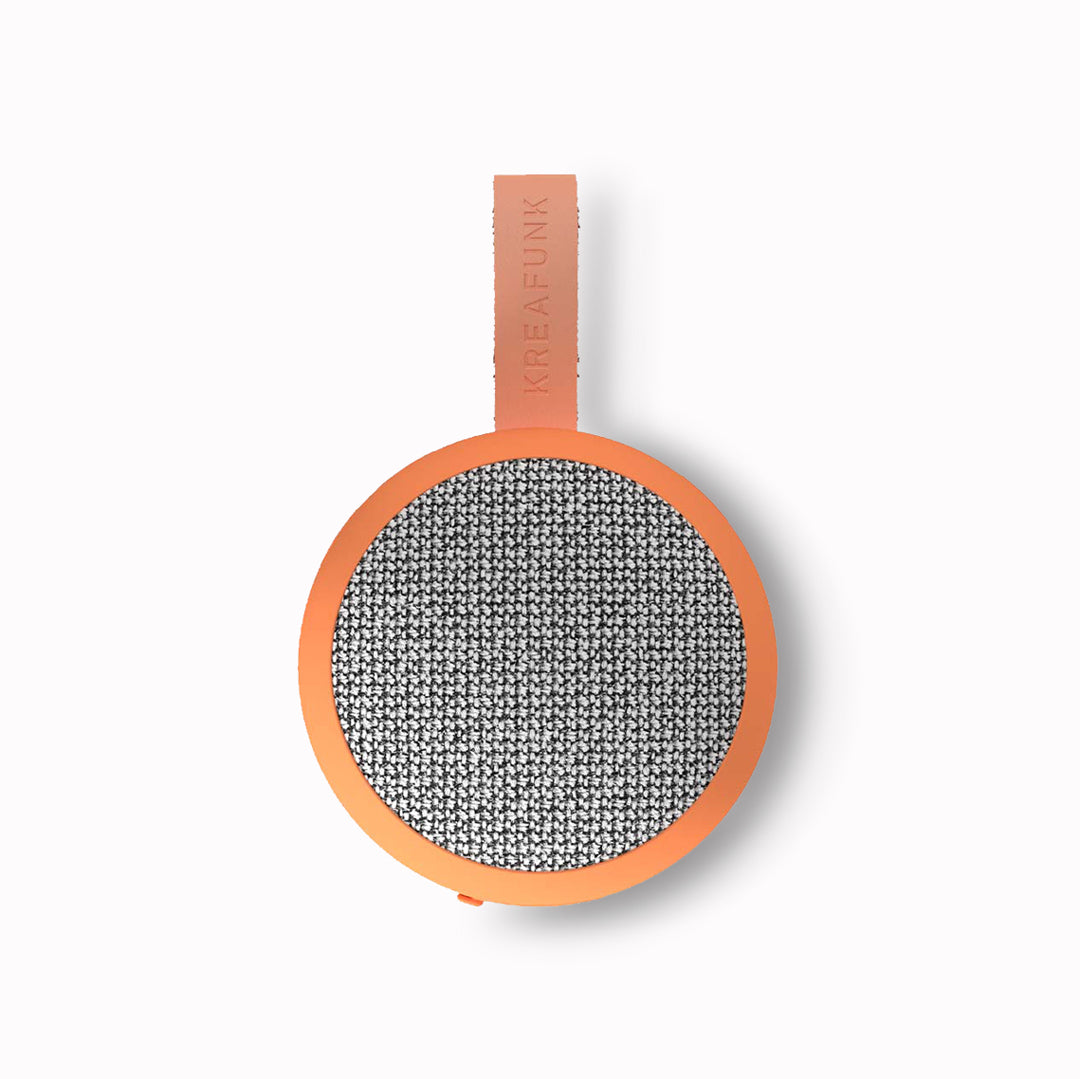 aGo-2-Fabric Bluetooth Speaker in Dusty Orange. Top Down view by KREAFUNK