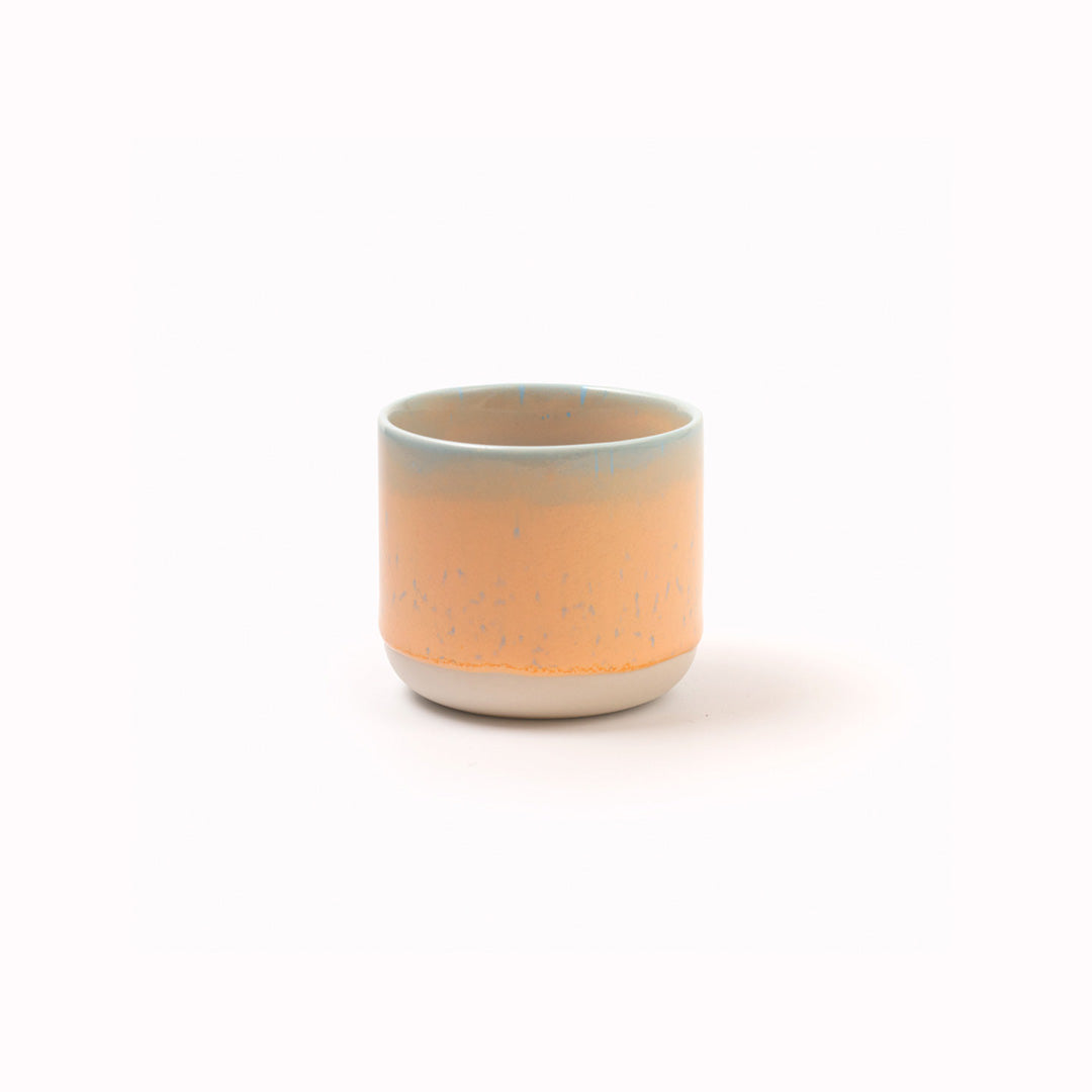Each cup is slip-cast from porcelain in Studio Arhoj’s Copenhagen workshop. Porcelain gives the piece a lighter feel and a finer edge than heavier clay bodies