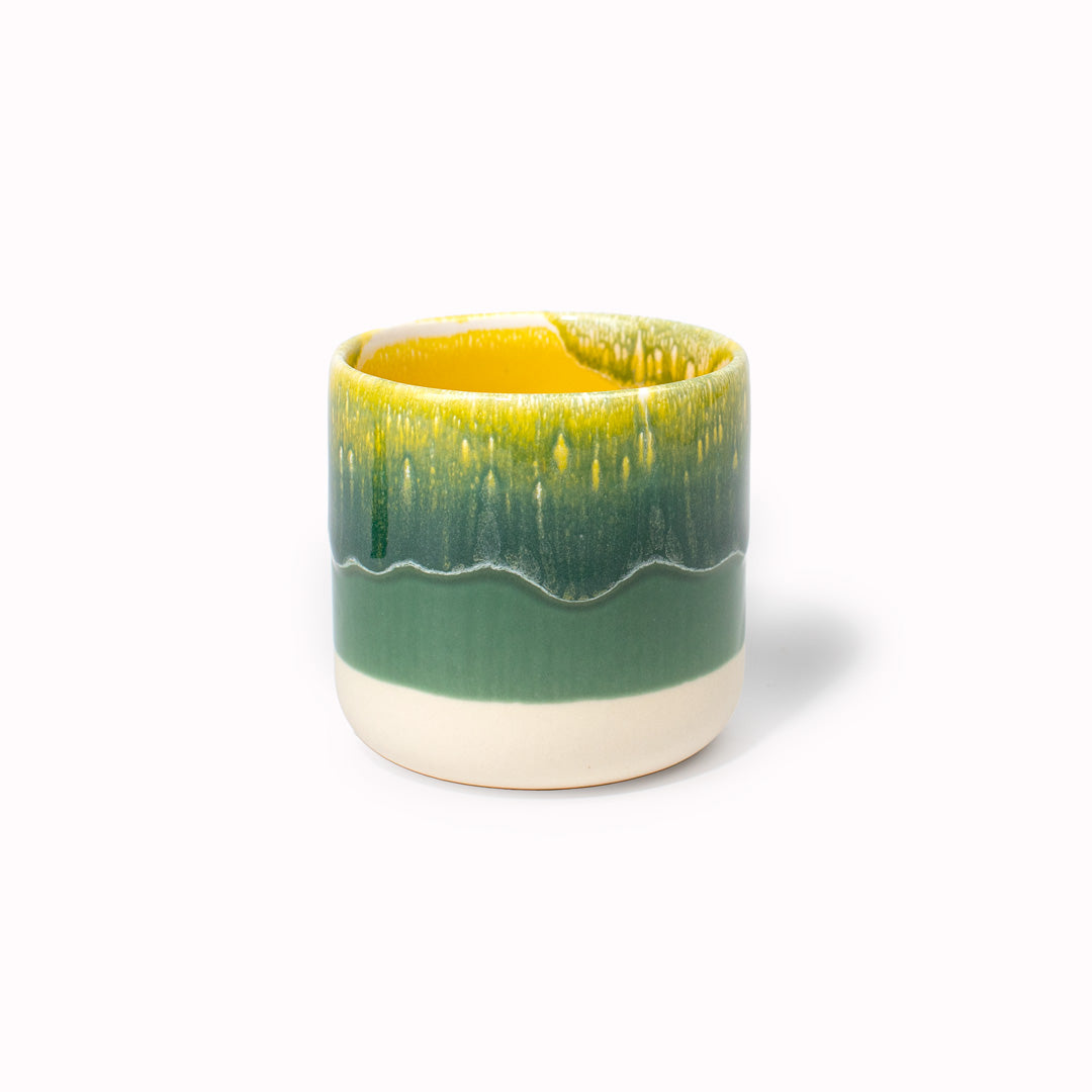 Danish/Japanese mix up with these thick glazed, hand-made ceramic beakers from Studio Arhoj. Can be used as a drinking vessel or small planter. Each piece is handmade in Denmark - meaning glaze colour and finish will never be exactly the same on any two items, but this is absolutely a part of their unique appeal.