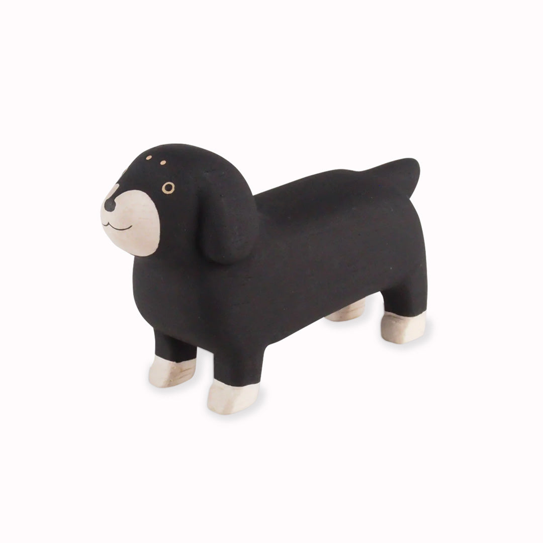 Gorgeous handmade wooden Dachshund dog from the Pole Pole collection by Japanese brand T-Lab.