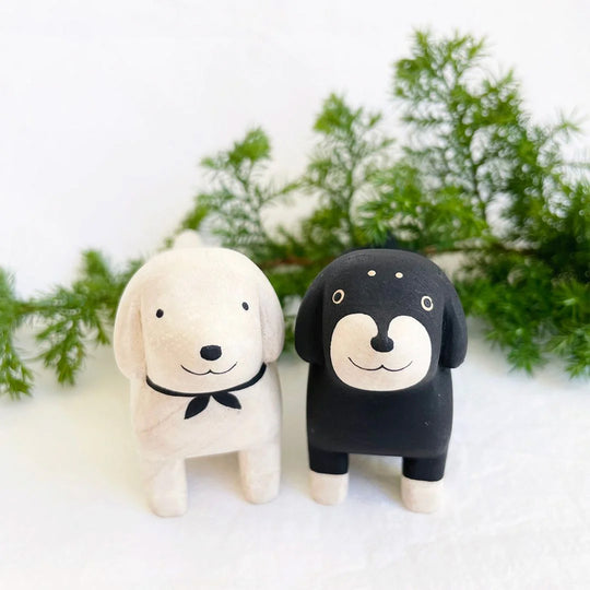 Black Dachshund with white friend - Pole Pole Wooden animals from T-Lab