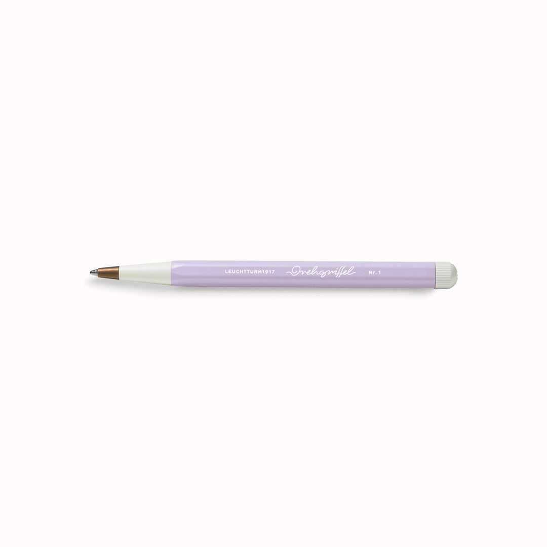 Lilac Drehgriffel Nr. 1. Inspired by the design dating back to the 1920s, the hexagon-shaped barrel of the Drehgriffel Nr. 1 pen and the tapered tip which, along with the twist button, come in a contrasting colour to the barrel, makes for a striking statement. It is comfortable to hold and the design has won several awards. A homage to the art of writing.