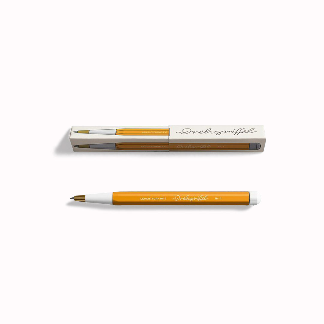 The Drehgriffel Nr. 1 is a distinctive writing instrument, pictured with box