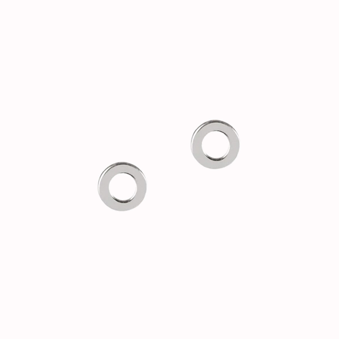 Simple Loop Stud earrings in Sterling Silver by Matthew Calvin. A minimalist geometric design with high polish silver finish.