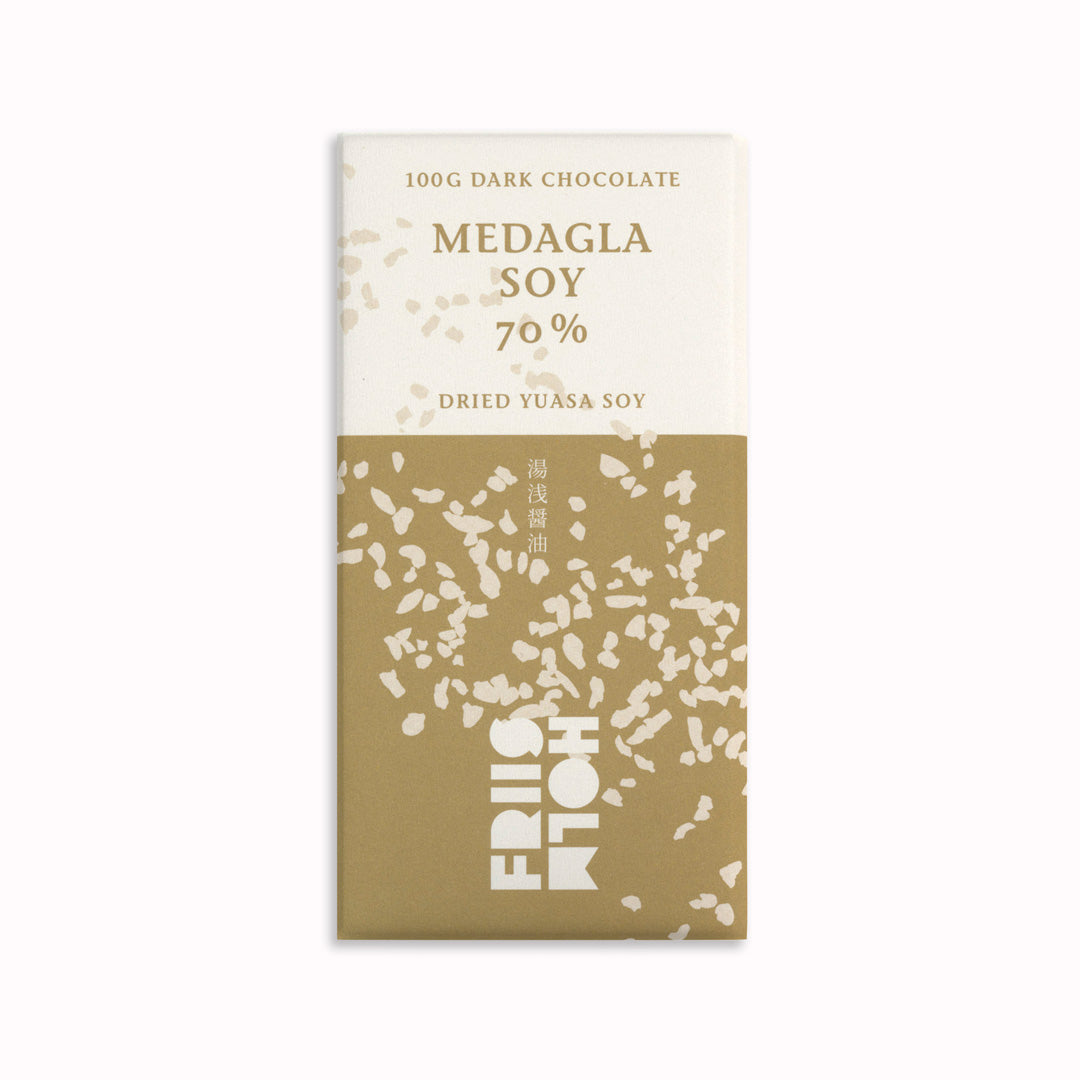 100g Bar - 70% Dark chocolate using single origin Nicaraguan beans in combination with soy sauce by Danish bean-to-bar producer, Friis-Holm.