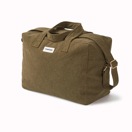 The Sauval bag in Military Green from Parisian brand Rive Droite is a compact everyday messenger bag made from recycled cotton.