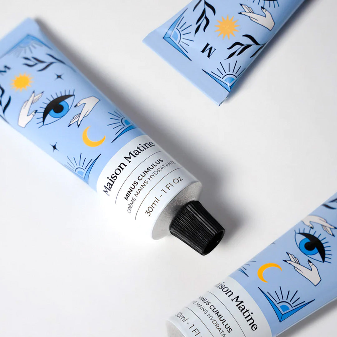 Minus Cumulus moisturising hand cream is made of 96% natural ingredients including coconut oil and aloe vera. Collection.