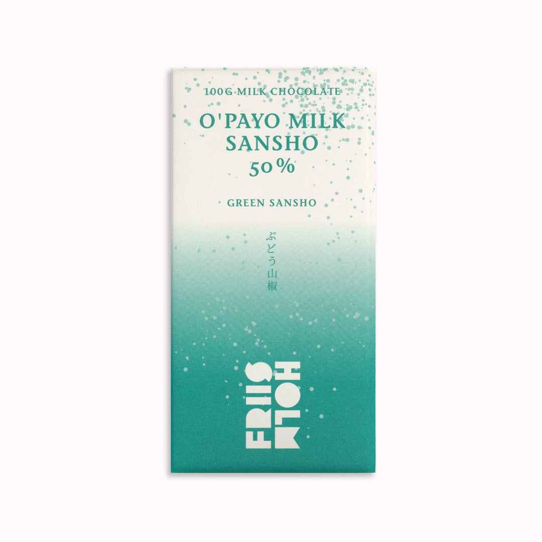 100g Bar - 50% milk chocolate using single origin Nicaragua beans in combination with Japanese Sansho Pepper by Danish bean-to-bar producer, Friis-Holm.