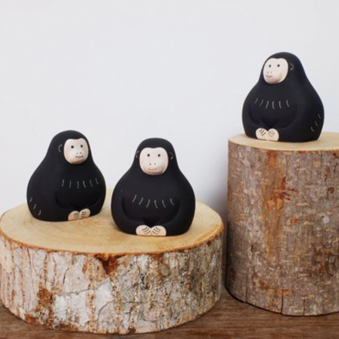 Gorgeous handmade wooden Orangutan collection from the Pole Pole collection by Japanese brand T-Lab.