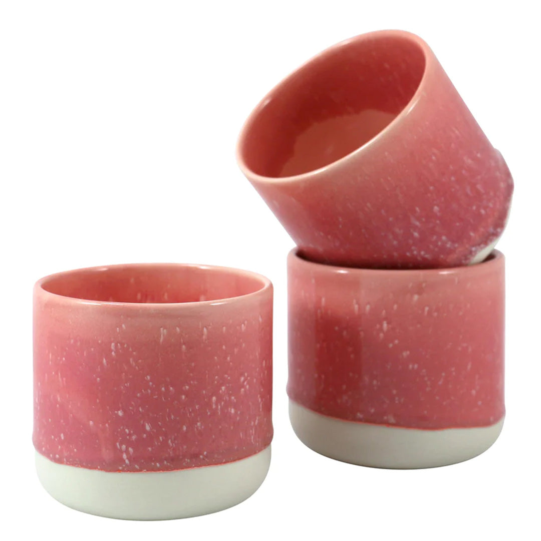 This collection of deep pink drip glaze mugs is handmade in Denmark - meaning glaze colour and finish will never be exactly the same on any two items, but this is absolutely a part of their unique appeal.