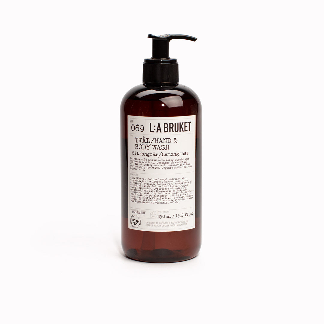 069-Lemongrass-Hand-Body-Wash-450ml-LA-Bruket on white background