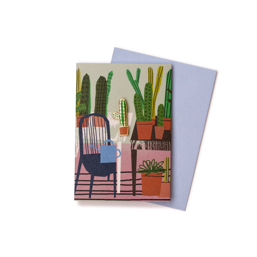 'Cactus Glass Room' Enamel Pin Card