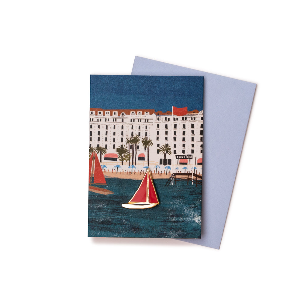 'Cannes Beach' Enamel Pin Card