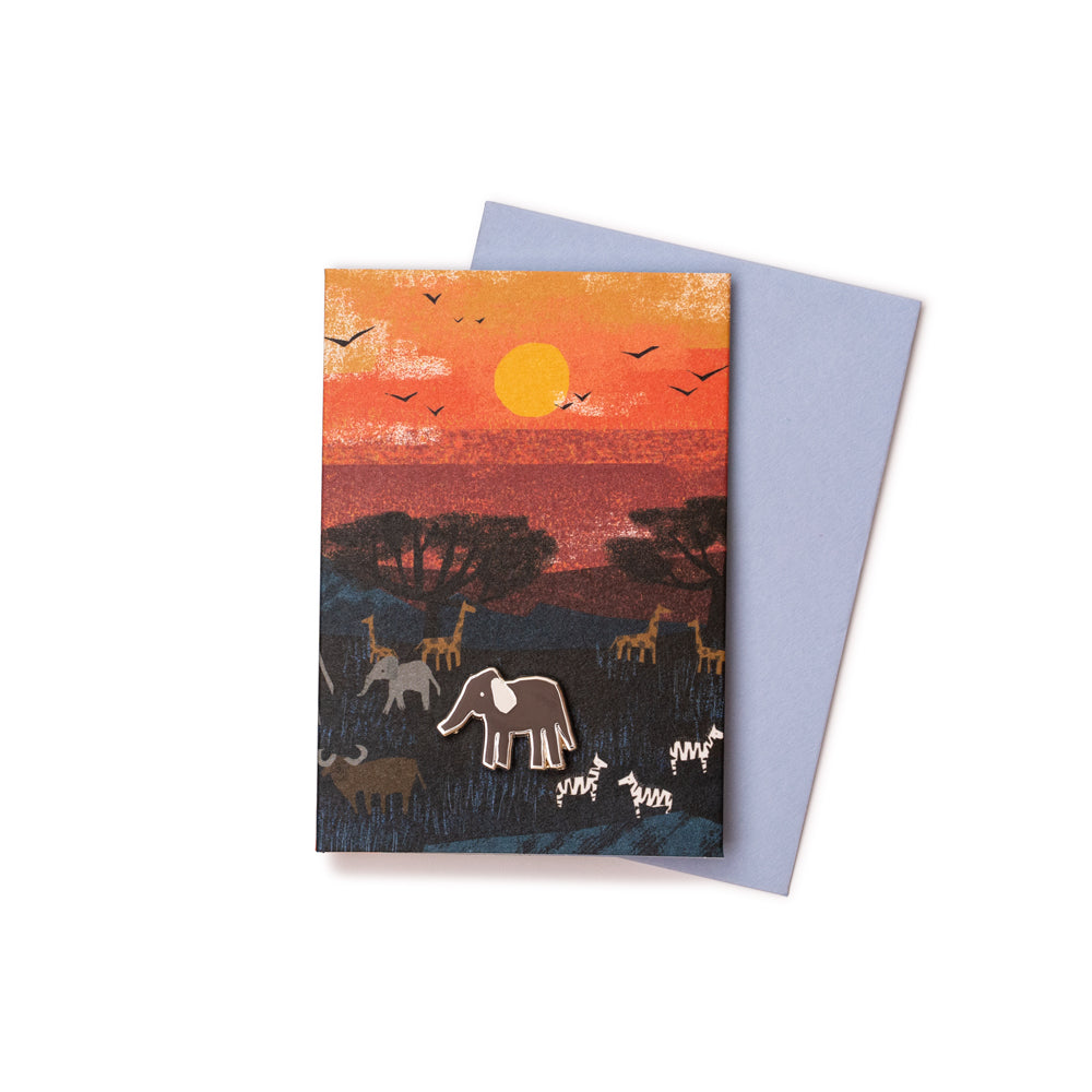 'Serengeti Sunset' Enamel Pin Card