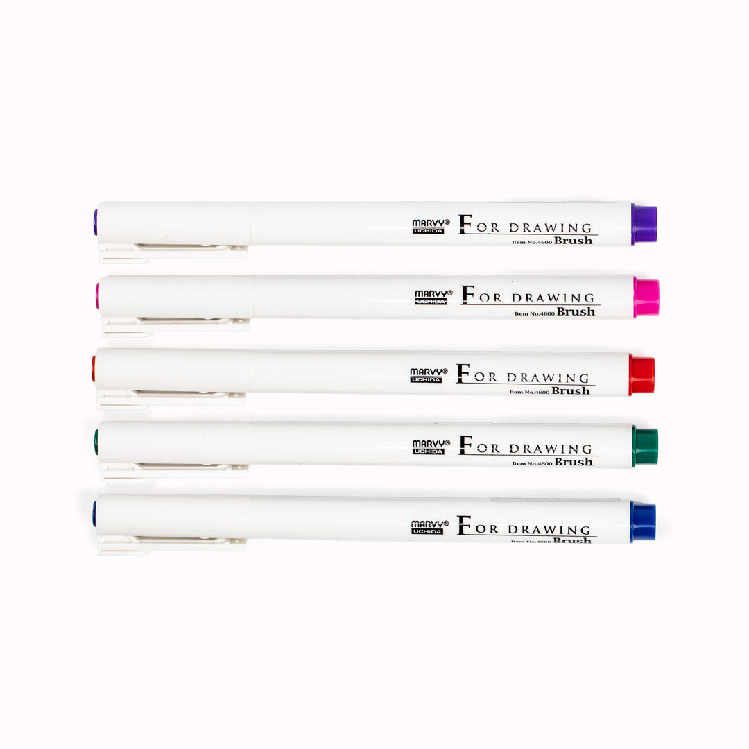 For Drawing - Brush tip | Set of 5 Colours | Marvy Uchida