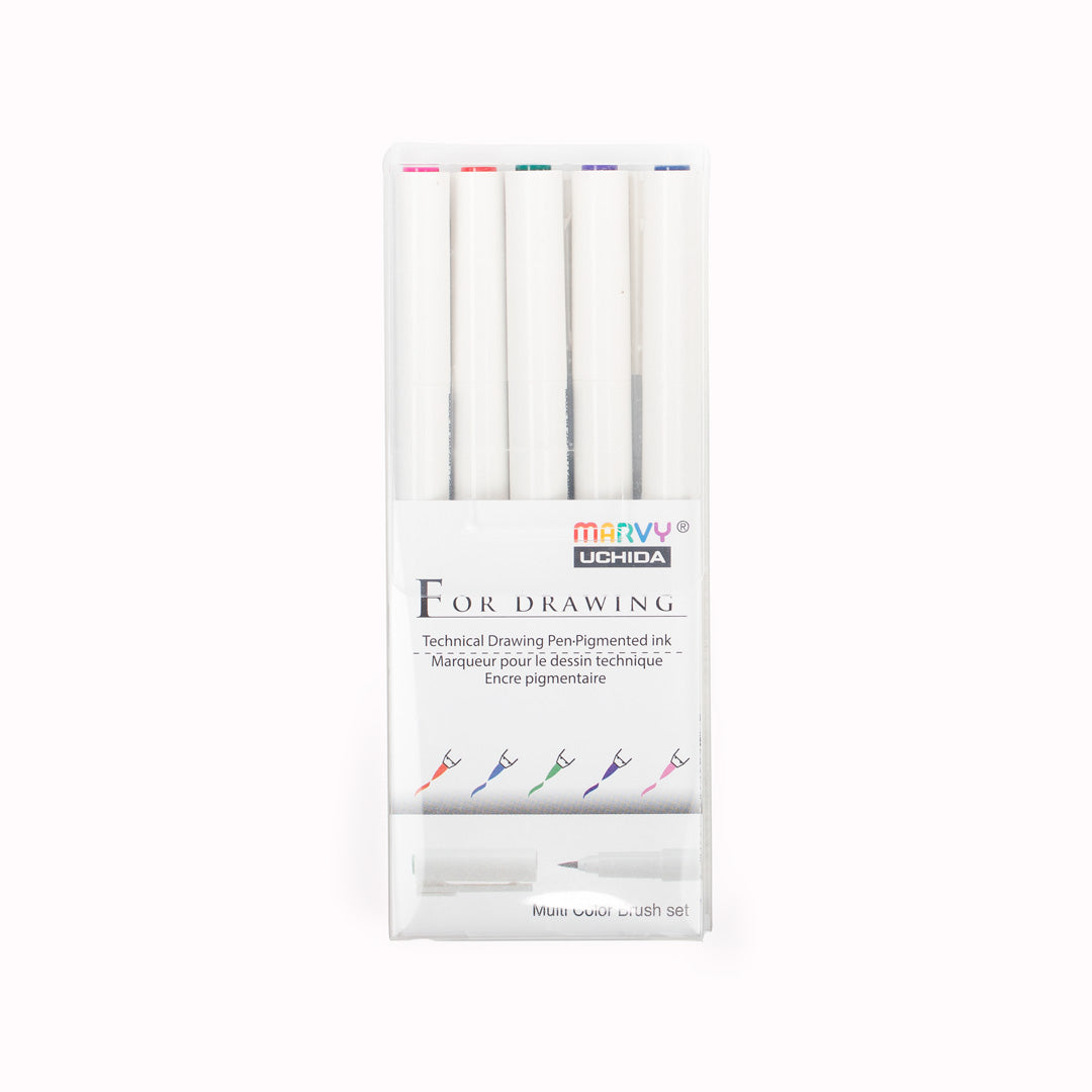 For Drawing - Brush tip | Set of 5 Colours | Marvy Uchida