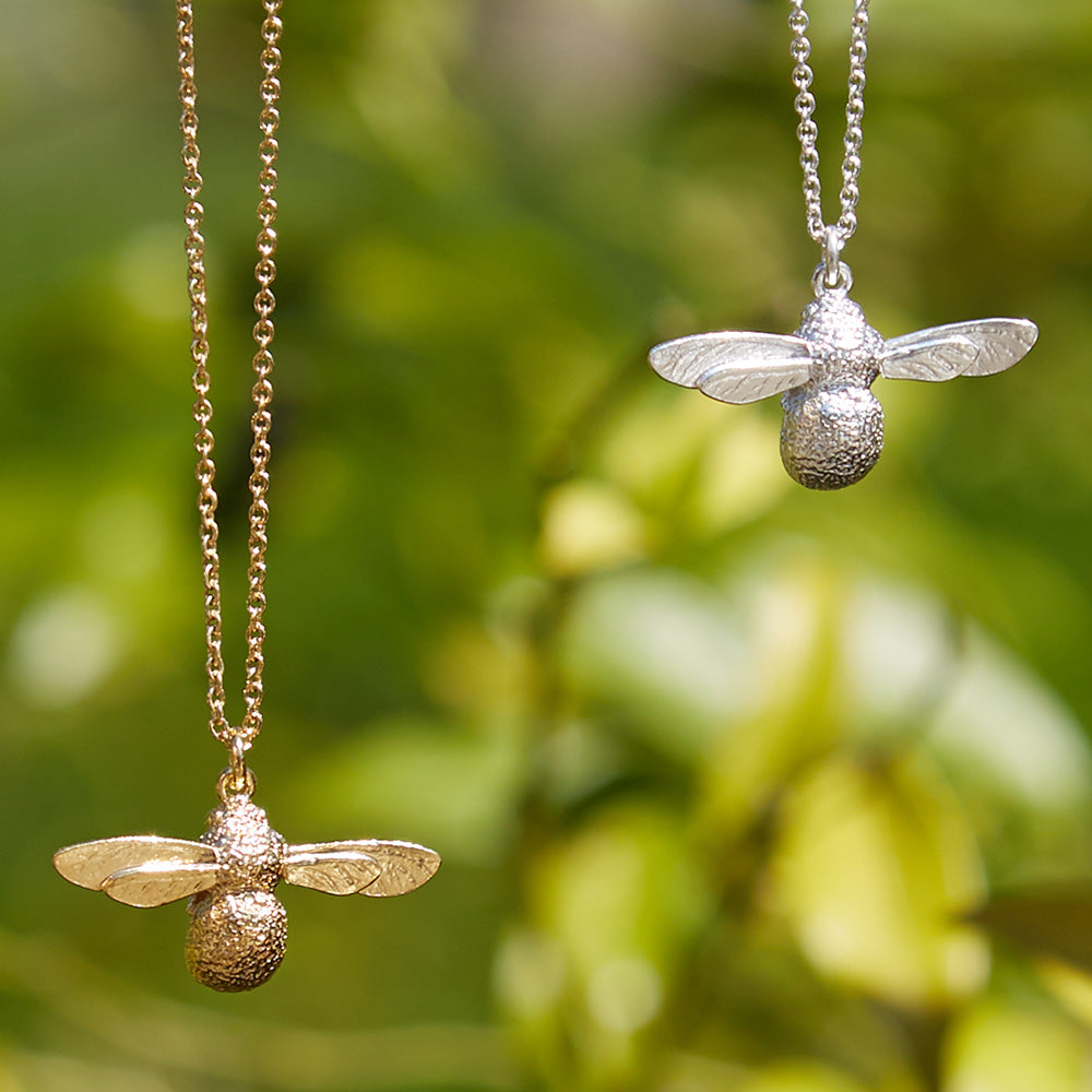 Gold and silver, Nicely detailed Baby Bee necklace from Alex Monroe's Classics jewellery collection.