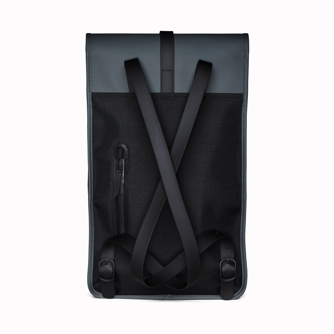 Black Rucksack Rear/Straps from Rains | Neo-Scandinavian Outerwear Lifestyle Brand. Conceptual and Functional 