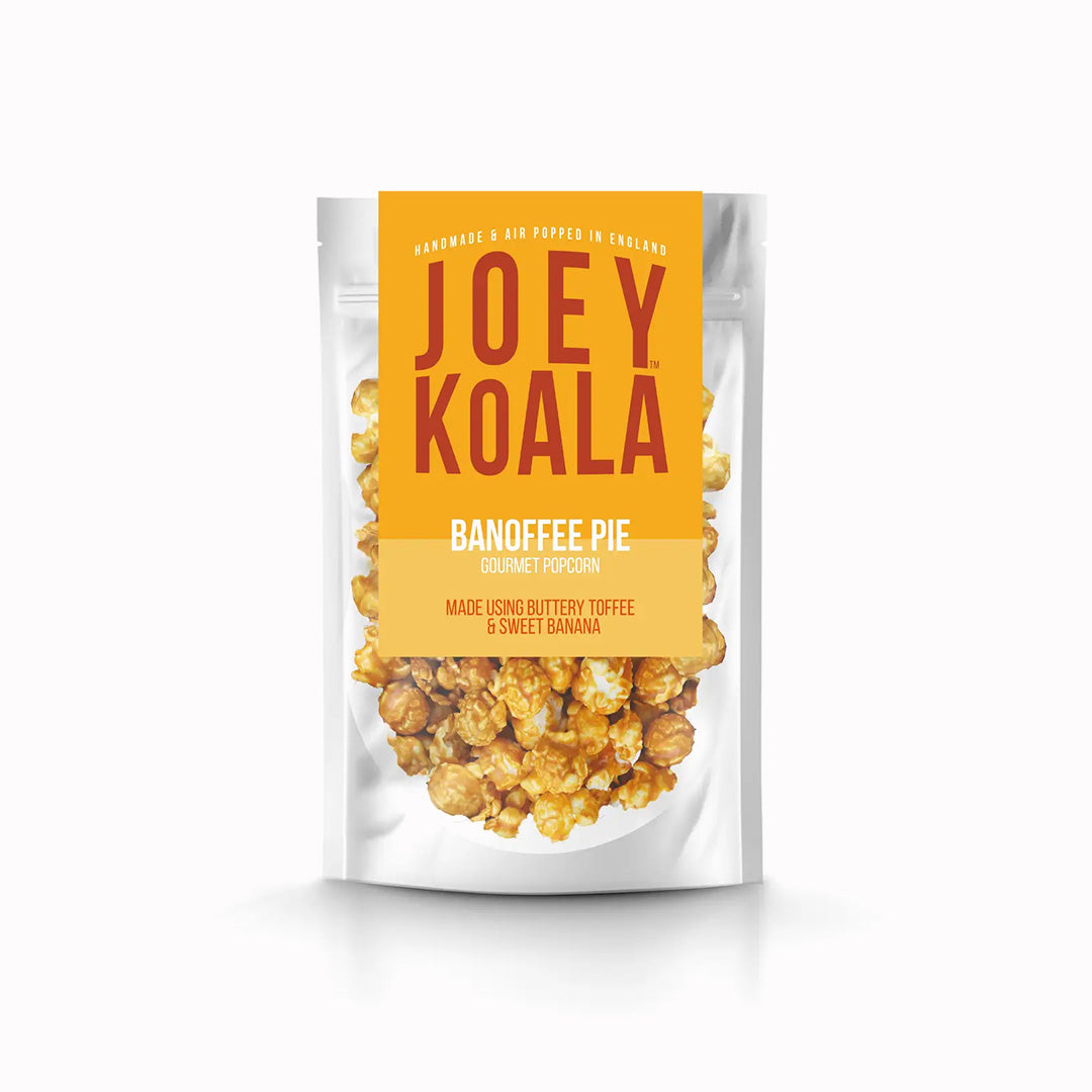 Banoffee Pie Caramel Popcorn from Joey Koala is their latest delicious 'American dessert-inspired' gourmet popcorn. Air fried in the UK to a secret family recipe they produce fluffy popcorn and then coat with an amazing caramel and banana sauce and bake in the oven for crunchy outer. Every bite explodes with flavour.