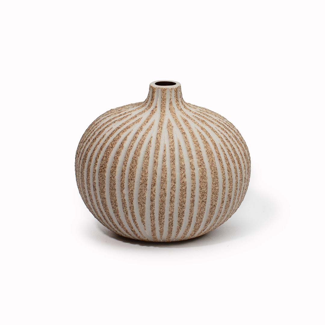 Bari Brown Stripe Vase from Swedish design brand Lindform produce ceramics and glassware inspired by the organic tones of Scandinavian nature. Their simple elegant shapes also draw influence from Japanese minimalist styling and look stunning as part of any contemporary interior.
