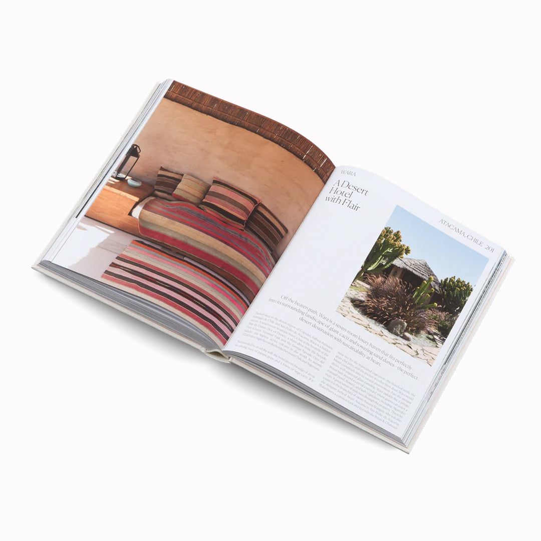 Bon Voyage - Boutique Hotels for the Conscious Traveller Book Spread - Desert Hotel. This lovely book  highlights amazing design and delicious food while approaching an eco-friendly experience for travellers and locals alike. 