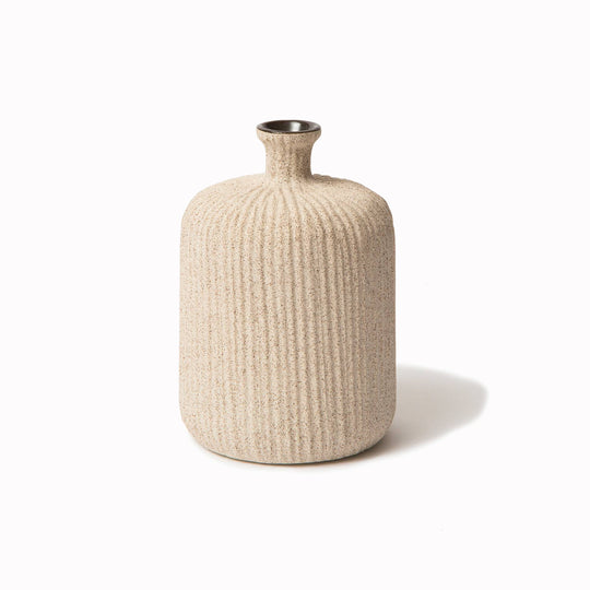 Bottle - Medium Sand Light Stripe Vase from Swedish design brand Lindform produce ceramics and glassware inspired by the organic tones of Scandinavian nature, while their simple shapes also draw influence from Japanese minimalist styling.