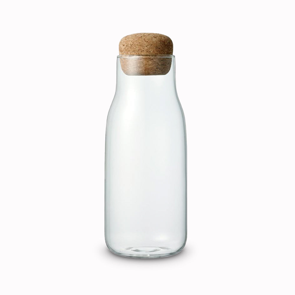 Large, 600ml heat resistant glass canister with cork stopper, suitable for storing kitchen pantry essentials such as coffee beans from Kinto - Japanese Tableware
