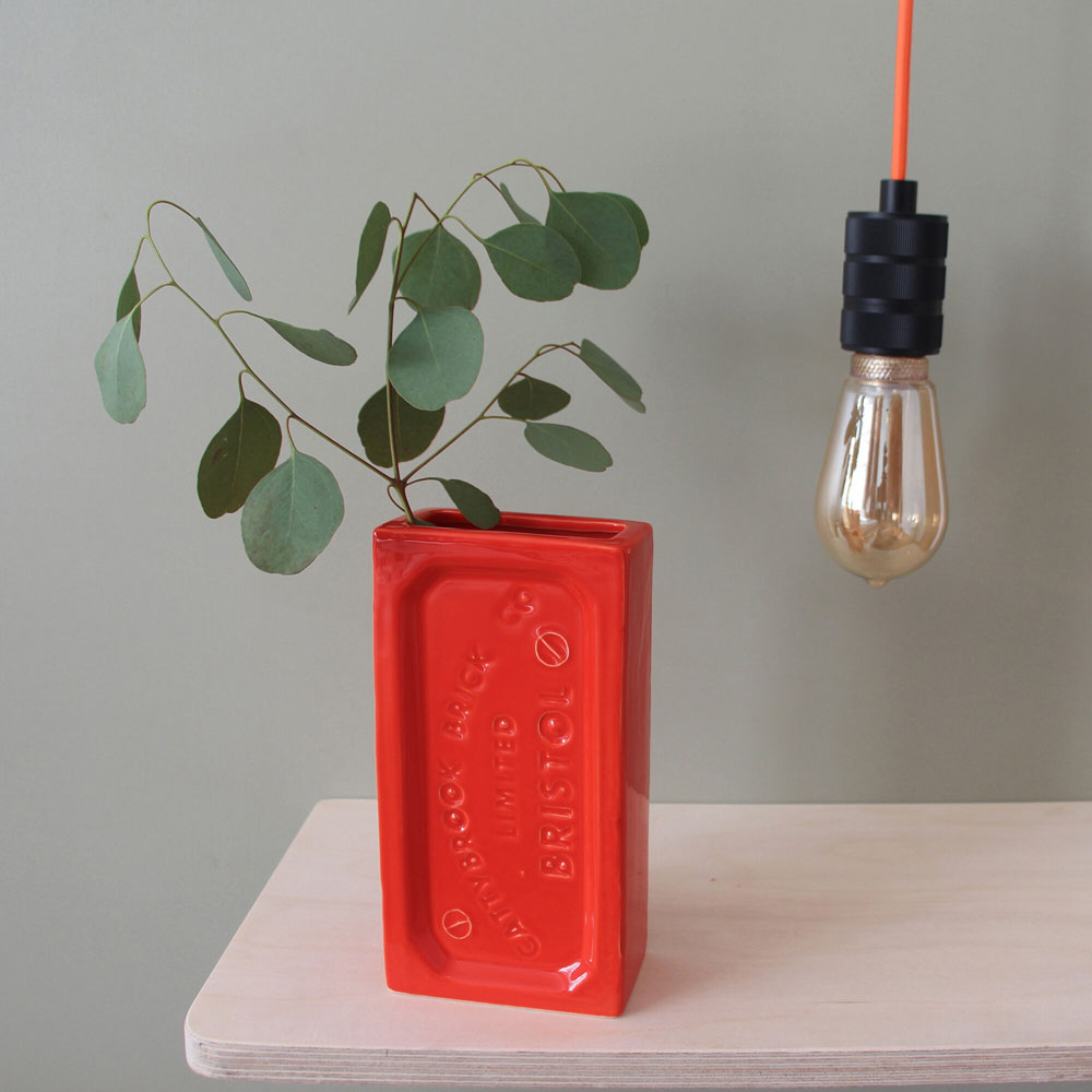 A ceramic vase in the shape of the classic Bristol Brick. Made by StolenForm, a concept brand that specialises in repurposing industrialised objects, transforming them into home accessories and giftware products. The Bristol bricks are watertight, perfect for flowers and plants, or can be used for office stationery or kitchen utensils. 
