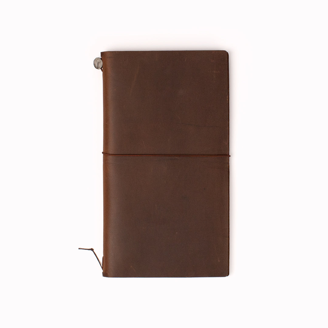 Brown Leather Traveler's Notebook cover. iconic original leather, produced by Midori, Japan. USTUDIO - UK stockist of quality Japanese stationery.
