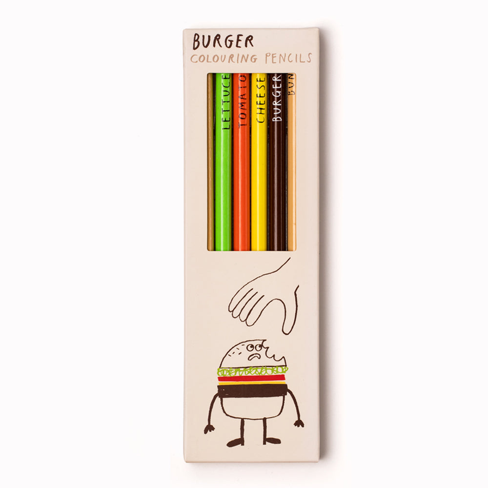 Brilliant set of colouring pencils by Ustudio, featuring the wry witticisms of designers 'Sharp&Blunt'. Draw your perfect burger!