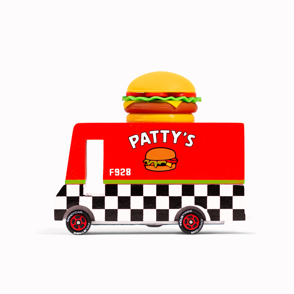 Mini wooden burger van as part of the Candylab Food Truck Series. 