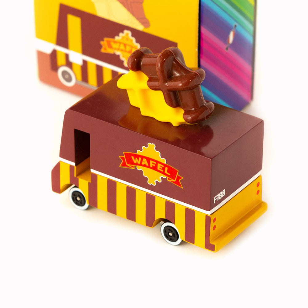 This adorable wooden van is made of solid beechwood and features a bright yellow body with a chocolate-dipped waffle on the roof. It's the perfect size for little hands to grasp, and it's durable enough to withstand even the most vigorous play.