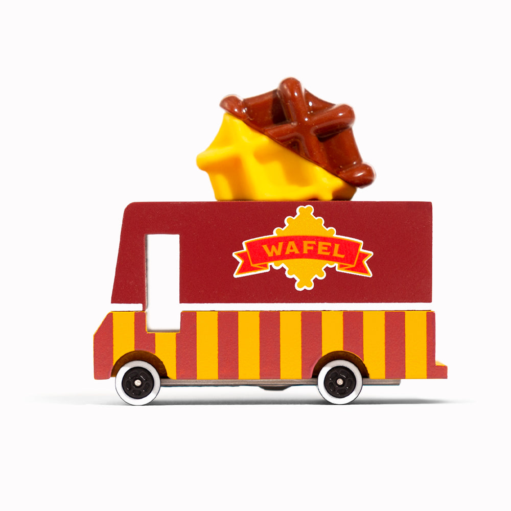This adorable wooden van is made of solid beechwood and features a bright yellow body with a chocolate-dipped waffle on the roof. It's the perfect size for little hands to grasp, and it's durable enough to withstand even the most vigorous play.