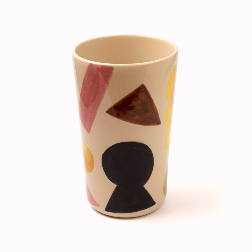Clachan Vase with a colourful abstract design all around, from the new Donna Wilson collection. Fill the Clachan Vase with fresh flowers, kitchen utensils or simply display as a decorative object to add colour to your room.