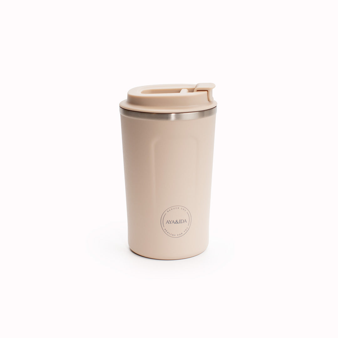 Cream Cup2Go 380ml Insulated Cup from AYA&IDA The CUP2GO is functional, beautiful, and a sustainable alternative to single-use cups with plastic lids.