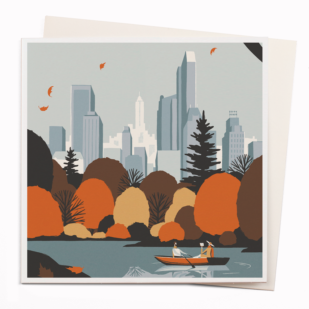 Travel illustrator David Doran's illustrations are like a little holiday in the form of a greeting card. This is a beautiful contemporary illustration of a view from a park looking towards New York. David's range for USTUDIO was a winner of the 'Best Art Range' at the annual greeting card awards.